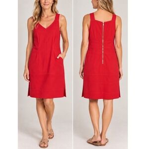 NEW Doncaster Collection Red Cotton Stretch Sleeveless Sheath Dress 14 Petite
